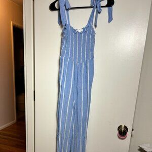 blue stripe jumpsuit size small